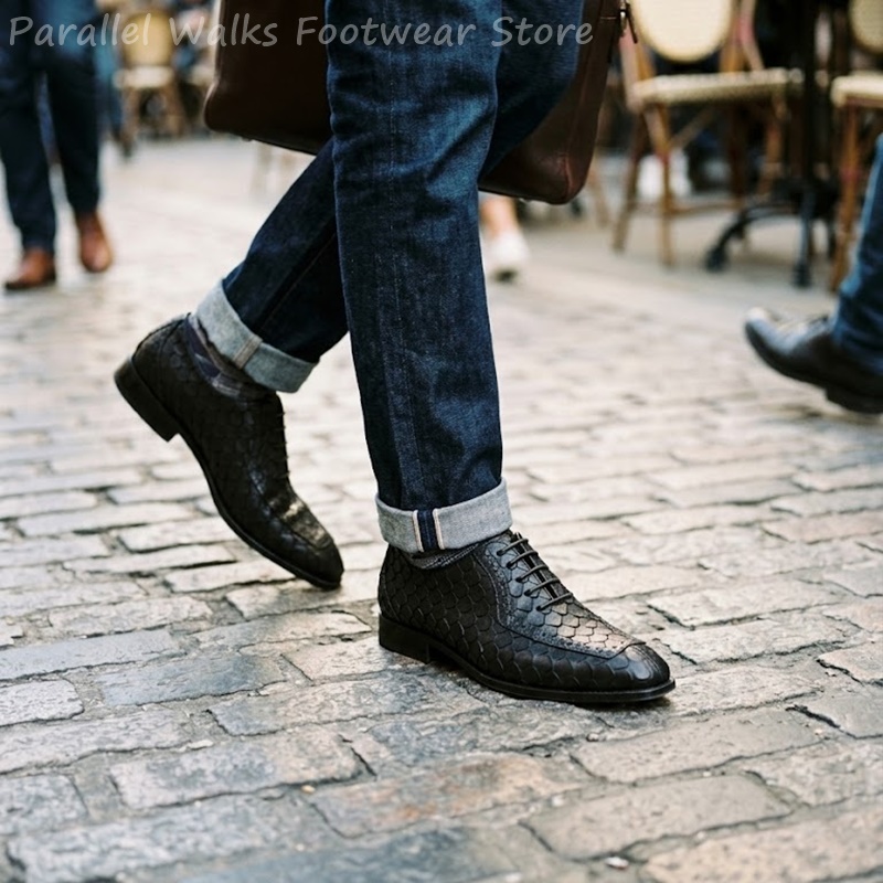 Men Shoes Oxford - Sepatu Oxford Pria Kulit Embos Sisik
