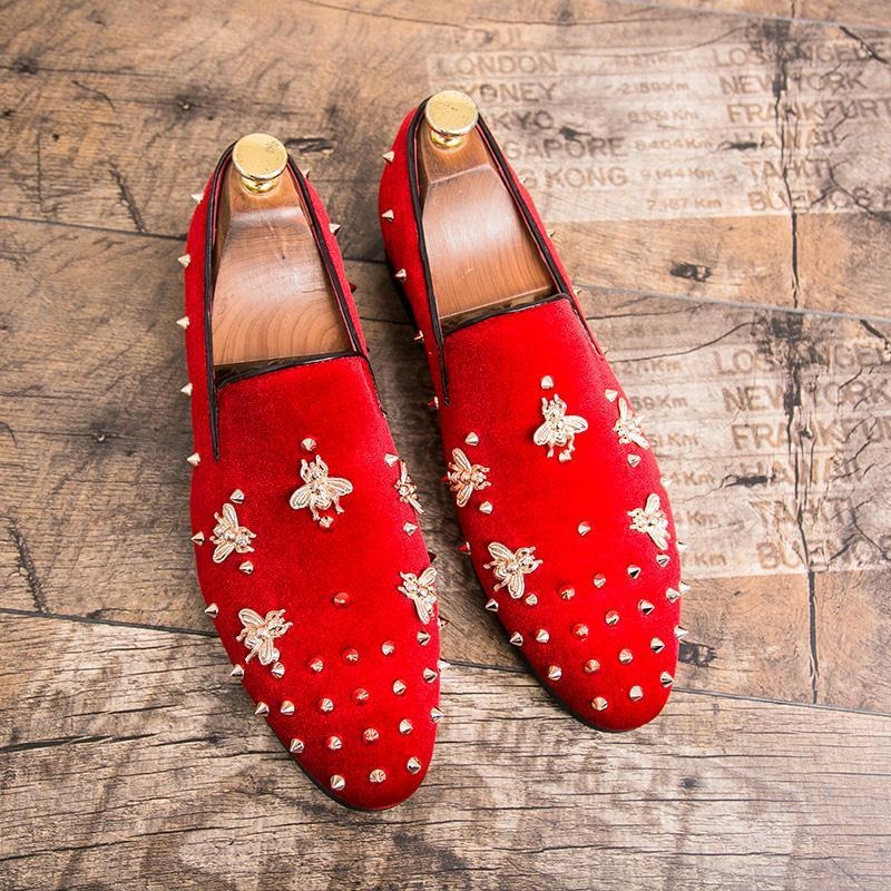Sepatu pria rivets warna merah - Men Shoes Official ulasan dan harga