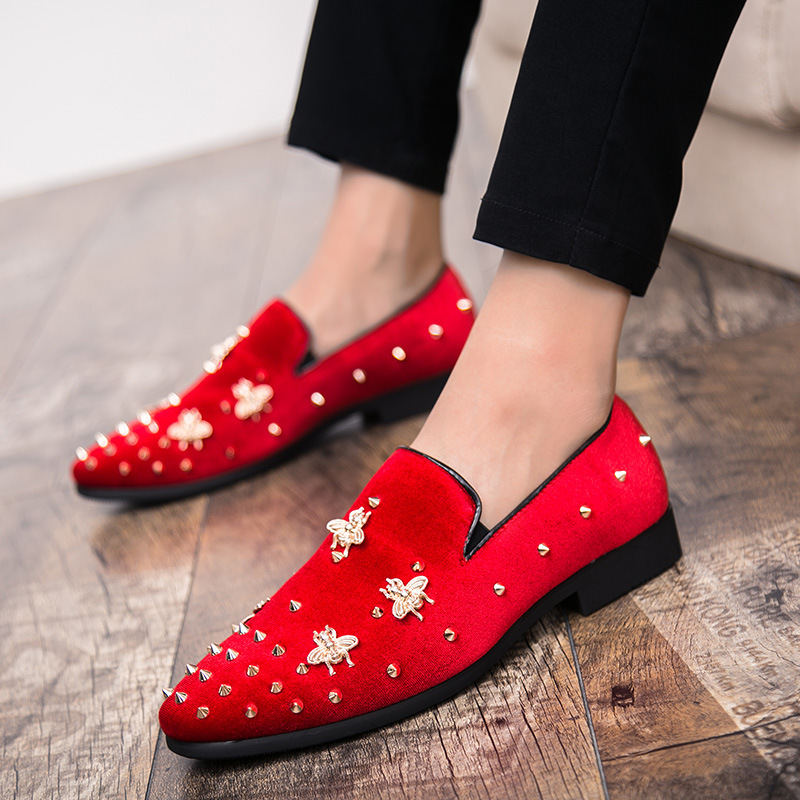 Sepatu pria rivets warna merah - Men Shoes Official ulasan dan harga