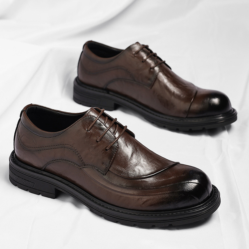 Sepatu Kulit Asli Coklat Mengk - Men Shoes Oxford ulasan dan harga